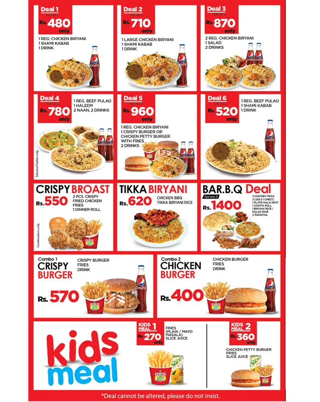 Student Biryani menu