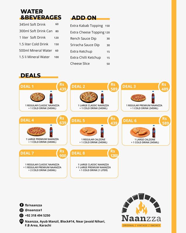 Naanzza menu