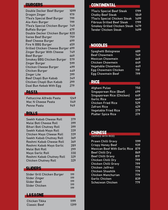 Studio 7teas menu