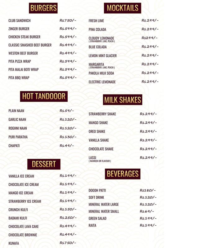 Namak Mandi House menu
