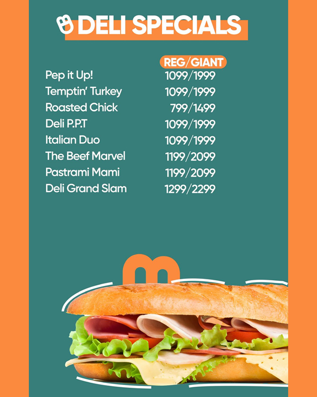 Sub Deli menu