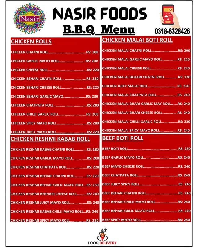 Nasir Sweets & Bakers menu
