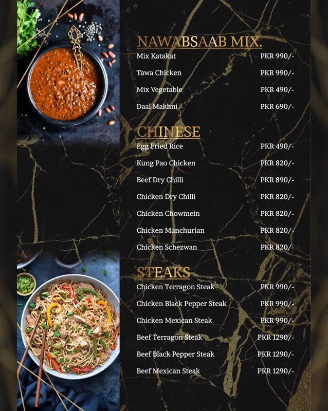Nawaab Saab Restaurant menu