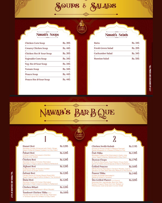 Nawab's Dynasty Restaurant menu