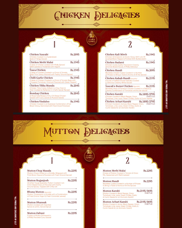Nawab's Dynasty Restaurant menu