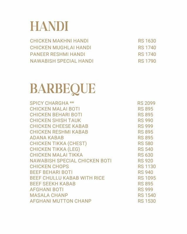 Nawabish menu