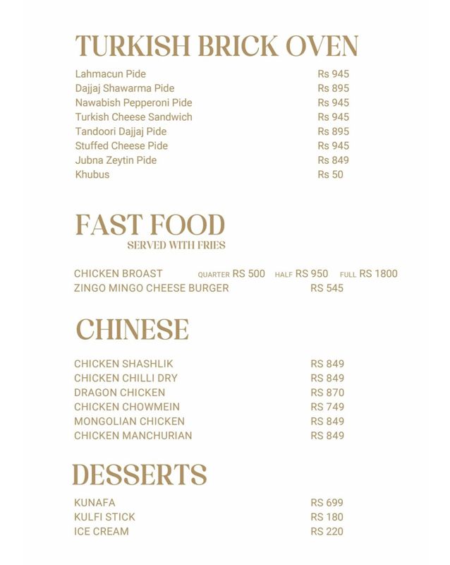 Nawabish menu