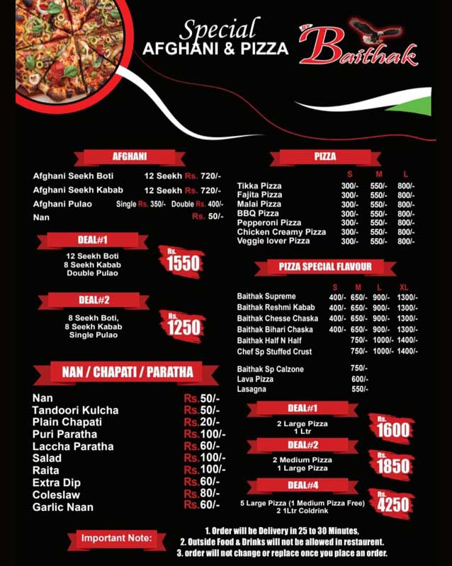 New Baithak menu