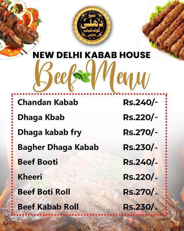 New Dehli Gola Kabab House menu