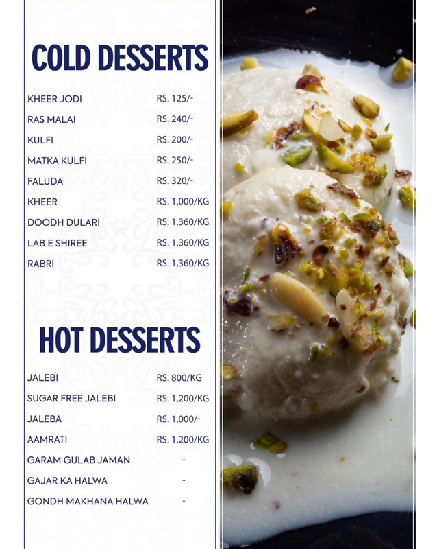 New Dilpasand Sweets menu