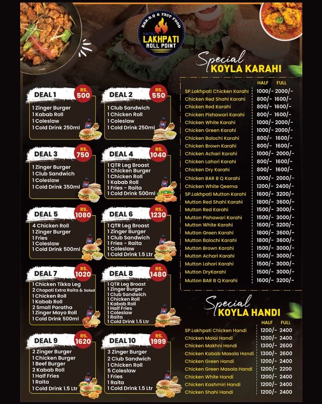 New Lakhpati Roll Point & Bar B.Que menu