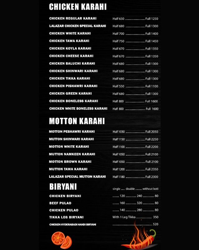 New Lalazar Nihari & Bar BQ menu