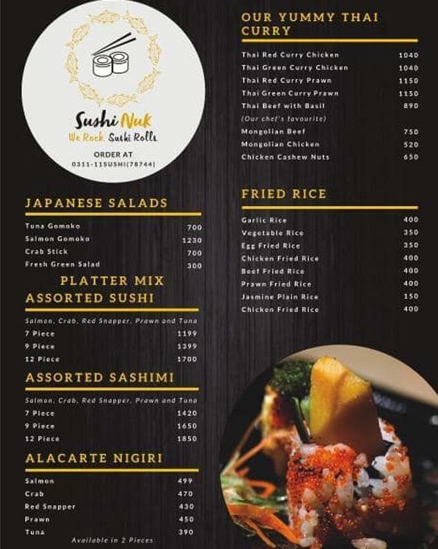 Sushinuk menu