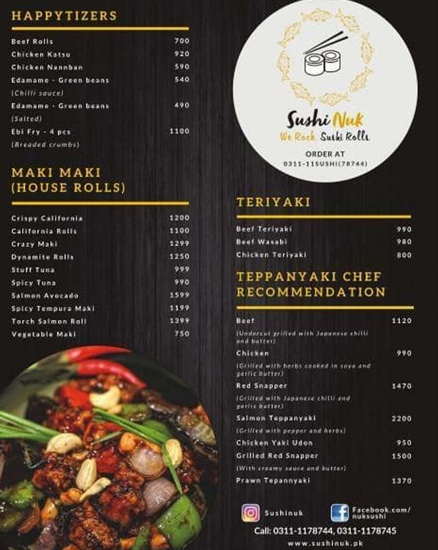 Sushinuk menu