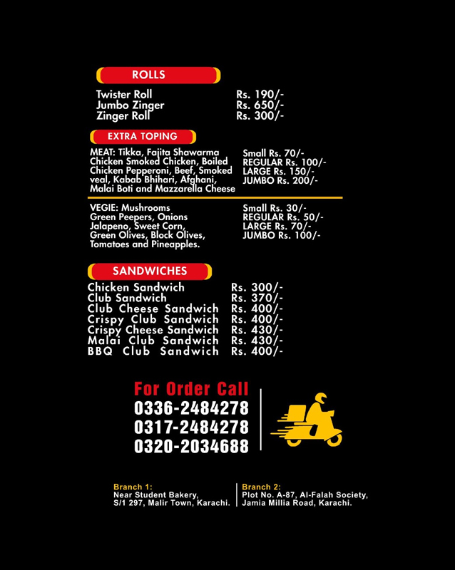 New Pizza Korner menu