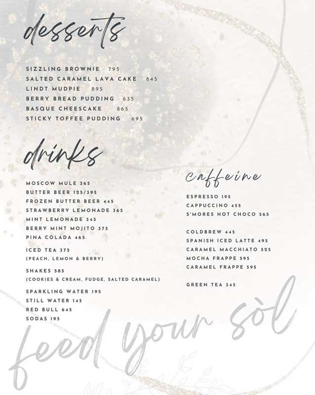 SÒL menu