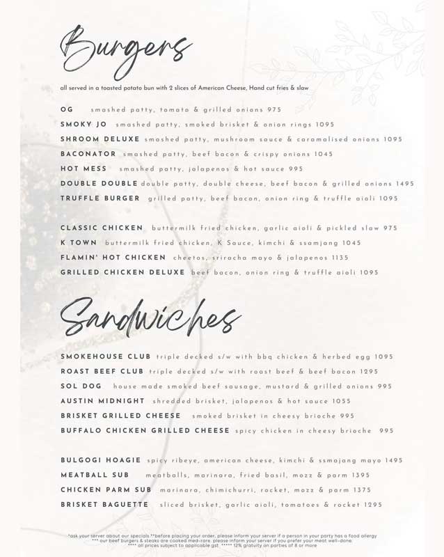 SÒL menu