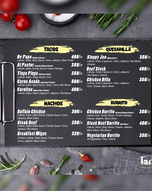 Tacobay menu