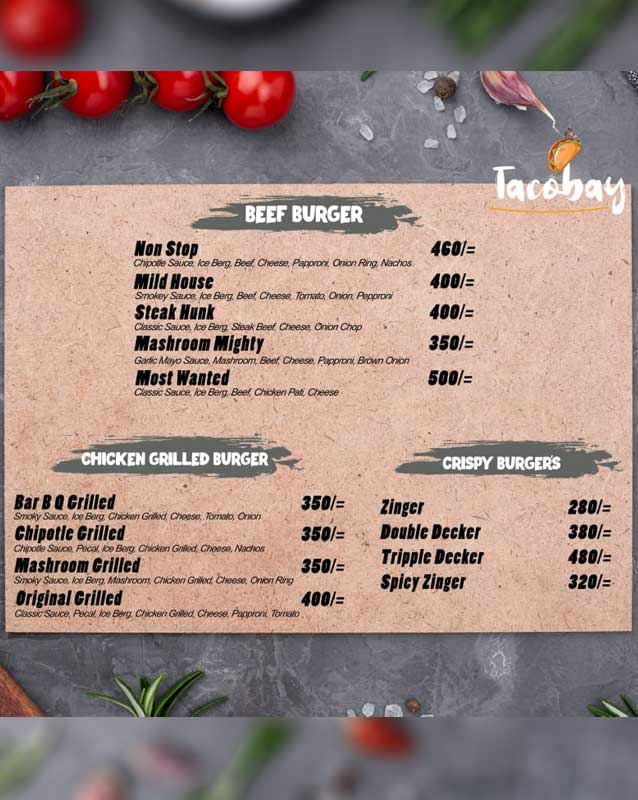 Tacobay menu