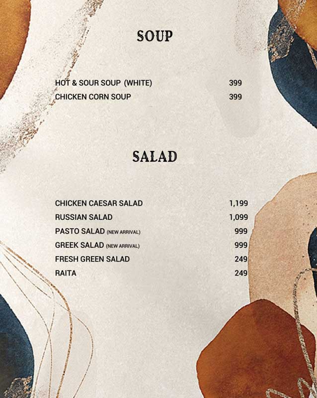 Taj Darbar menu