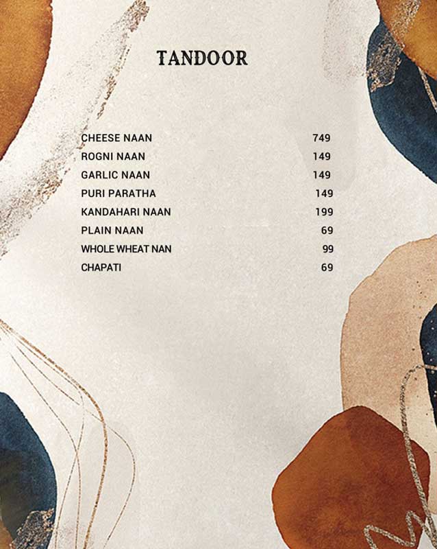 Taj Darbar menu