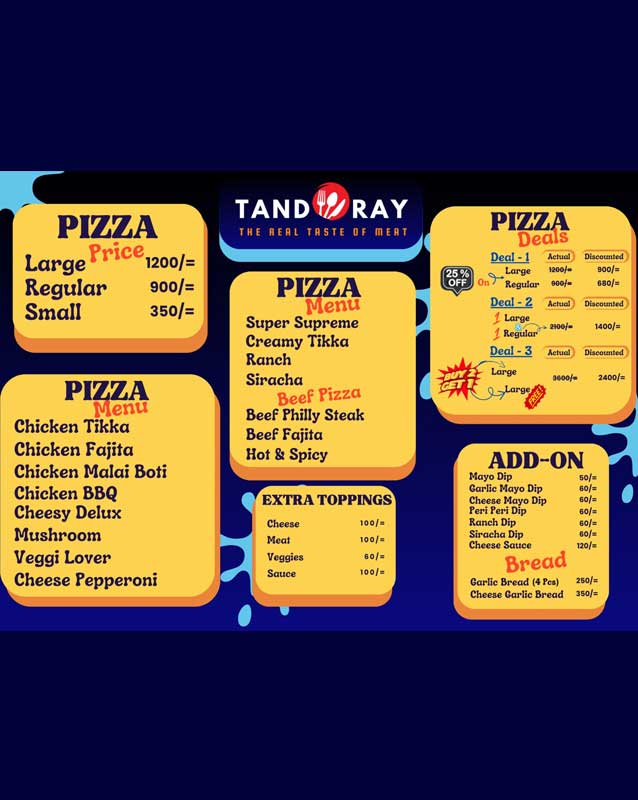 Tandooray menu