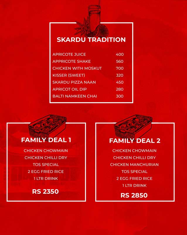 Taste of Skardu menu