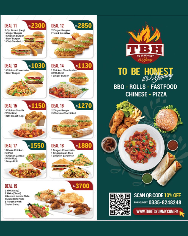 TBH - Tea Be Honest menu