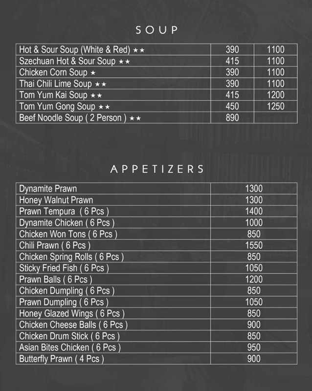 Tempura menu