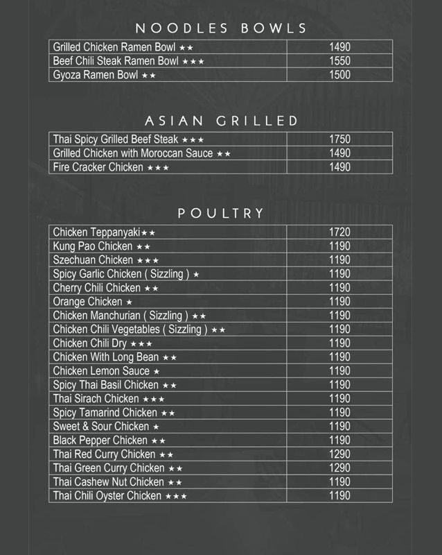 Tempura menu
