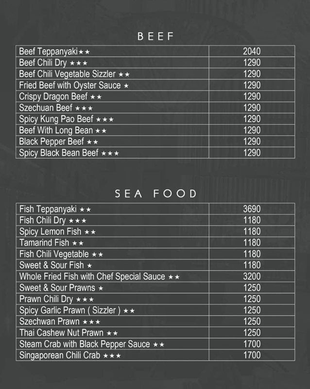 Tempura menu