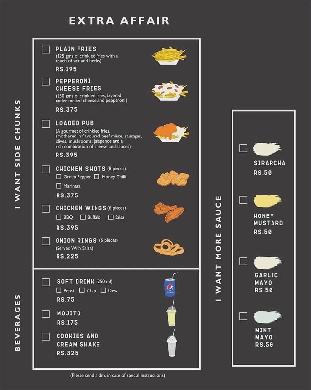 The 2B's menu