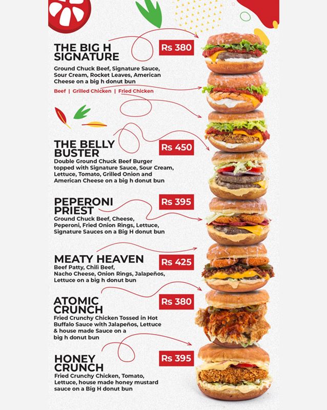 The Big H menu