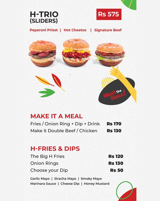 The Big H menu