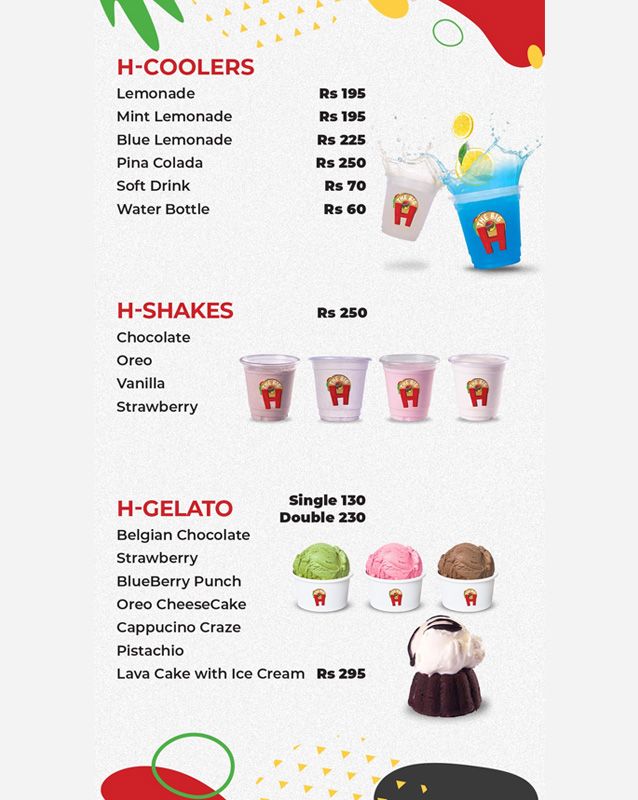 The Big H menu