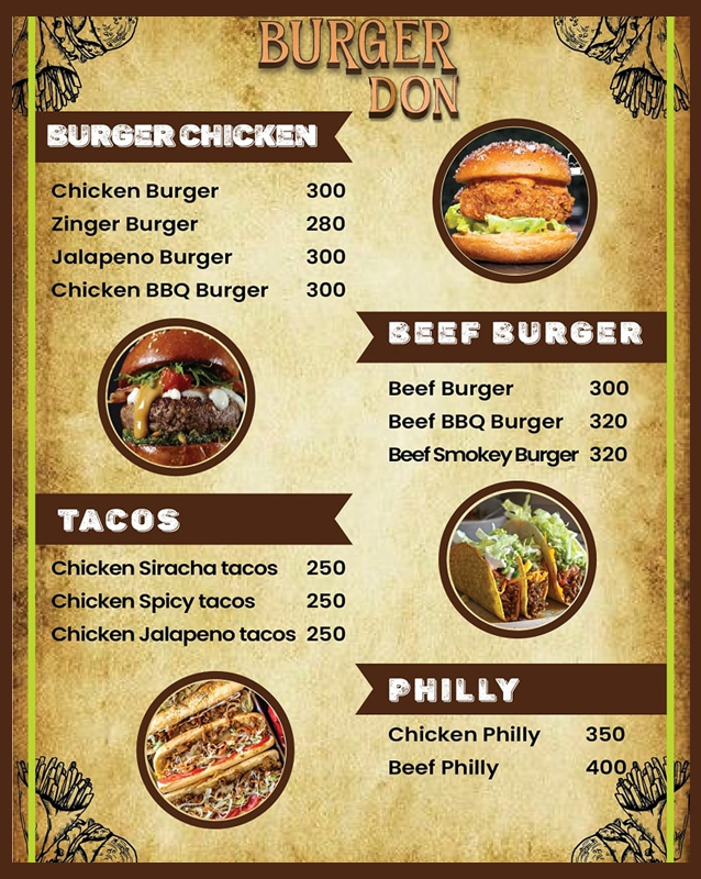 The Burger Don  menu