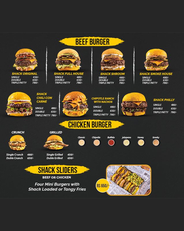 The Burger Shack menu