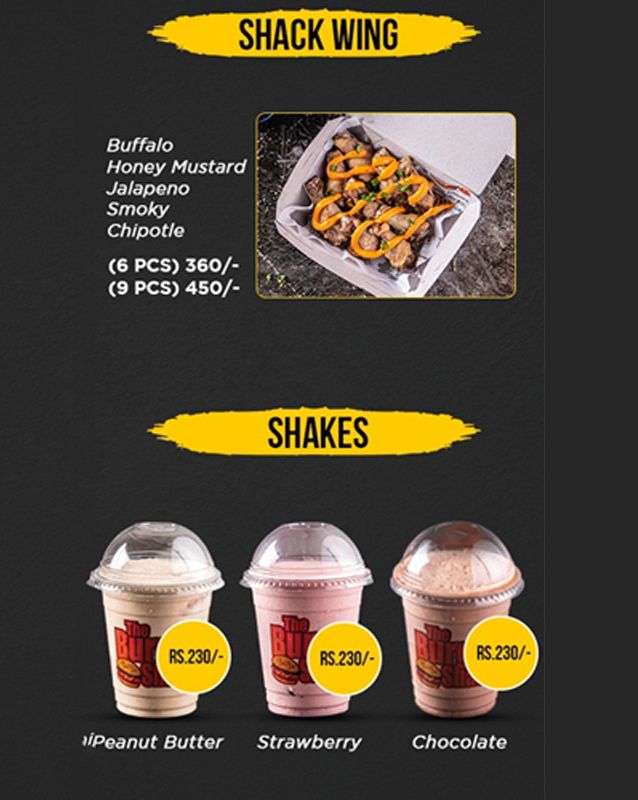The Burger Shack menu