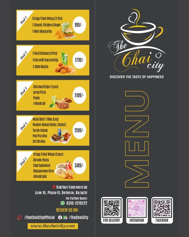 The Chai City menu
