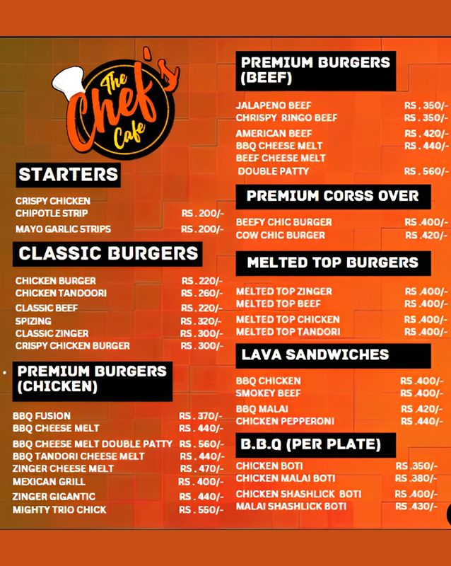 The Chefs Cafe Official menu