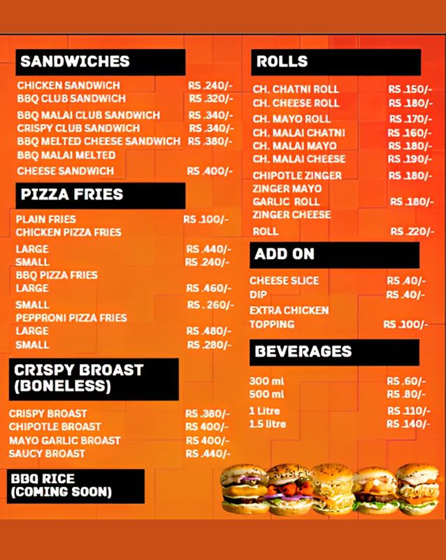 The Chefs Cafe Official menu