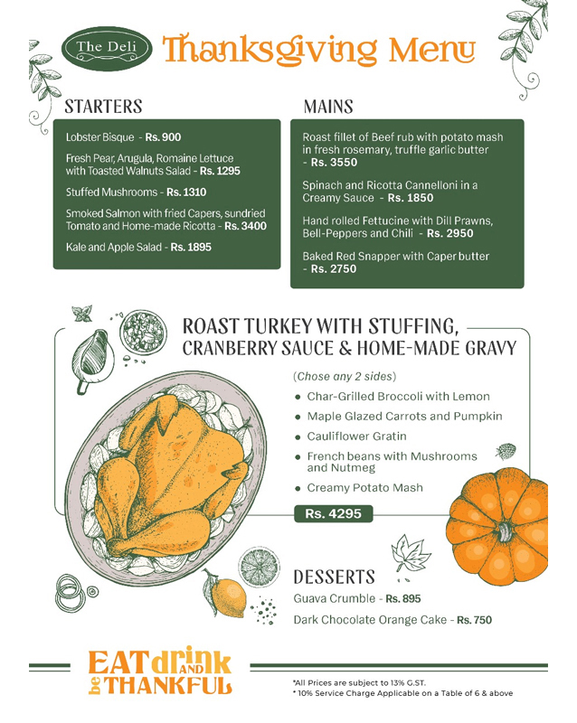 The Deli menu