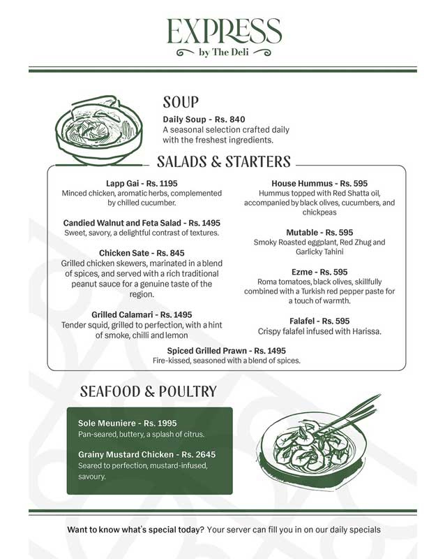 The Deli menu