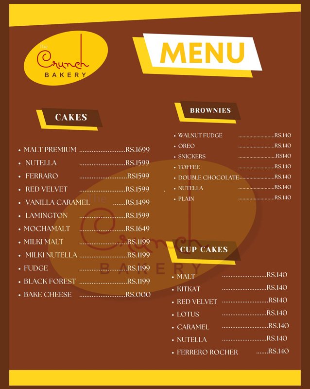 The Crunch Bakery menu