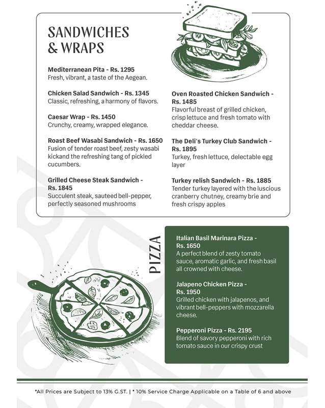The Deli menu