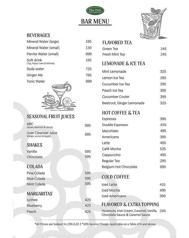 The Deli menu