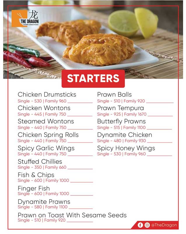 The Dragon - Modern Chinese Kitchen menu