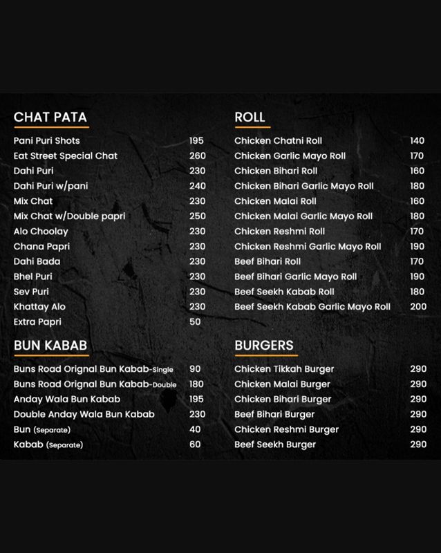 The Eat Street menu
