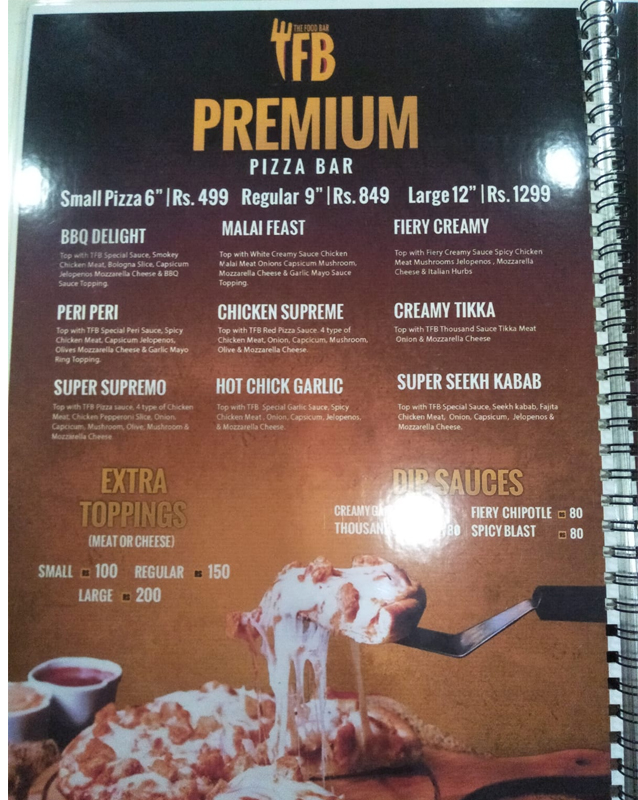 The Food Bar menu