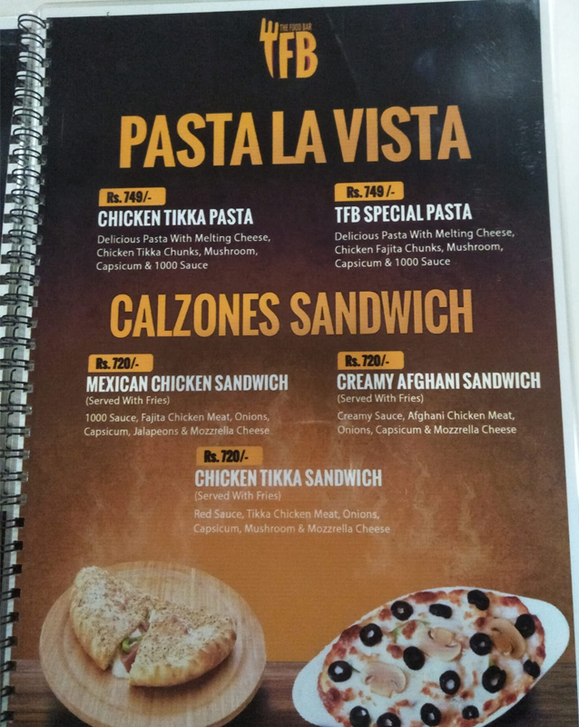 The Food Bar menu
